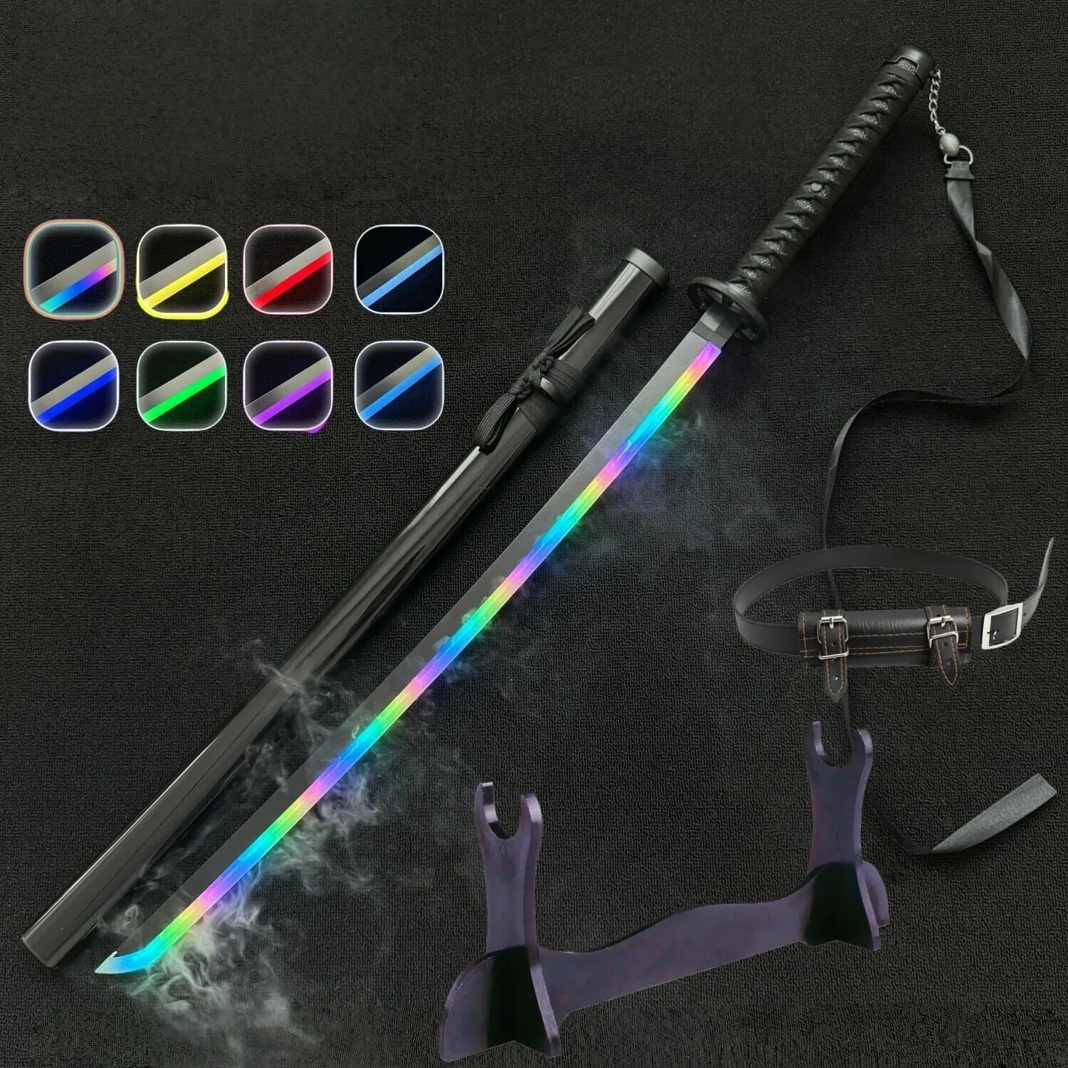 40inch Vapour Rukia Katana Glow Fog Sword Anime Bleach Cosplay Real Size Japanese Katana Original Samurai Led Lightsabre Gift image 3