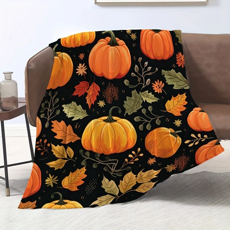1pc Creative Vintage Pumpkin Style Printed Blanket for Thanksgiving, Modern Style Blanket, Outdoor Blanket, Travel Camping Blank