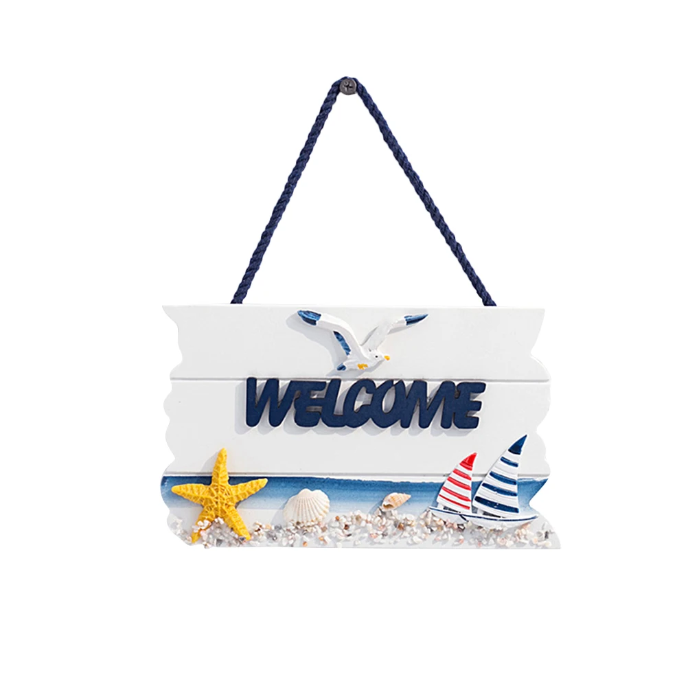 

Wooden Welcome Sign Mediterranean Style Decor Home Stay Hotel Resort Creative Hanging Board Plaque Holiday Season Charm