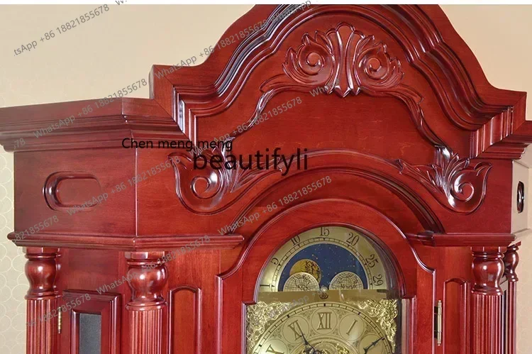 

CC Large Wood Carving German Hermle Movement Solid Wood European the Grandfather Clock Living Room Large Pendulum Clock