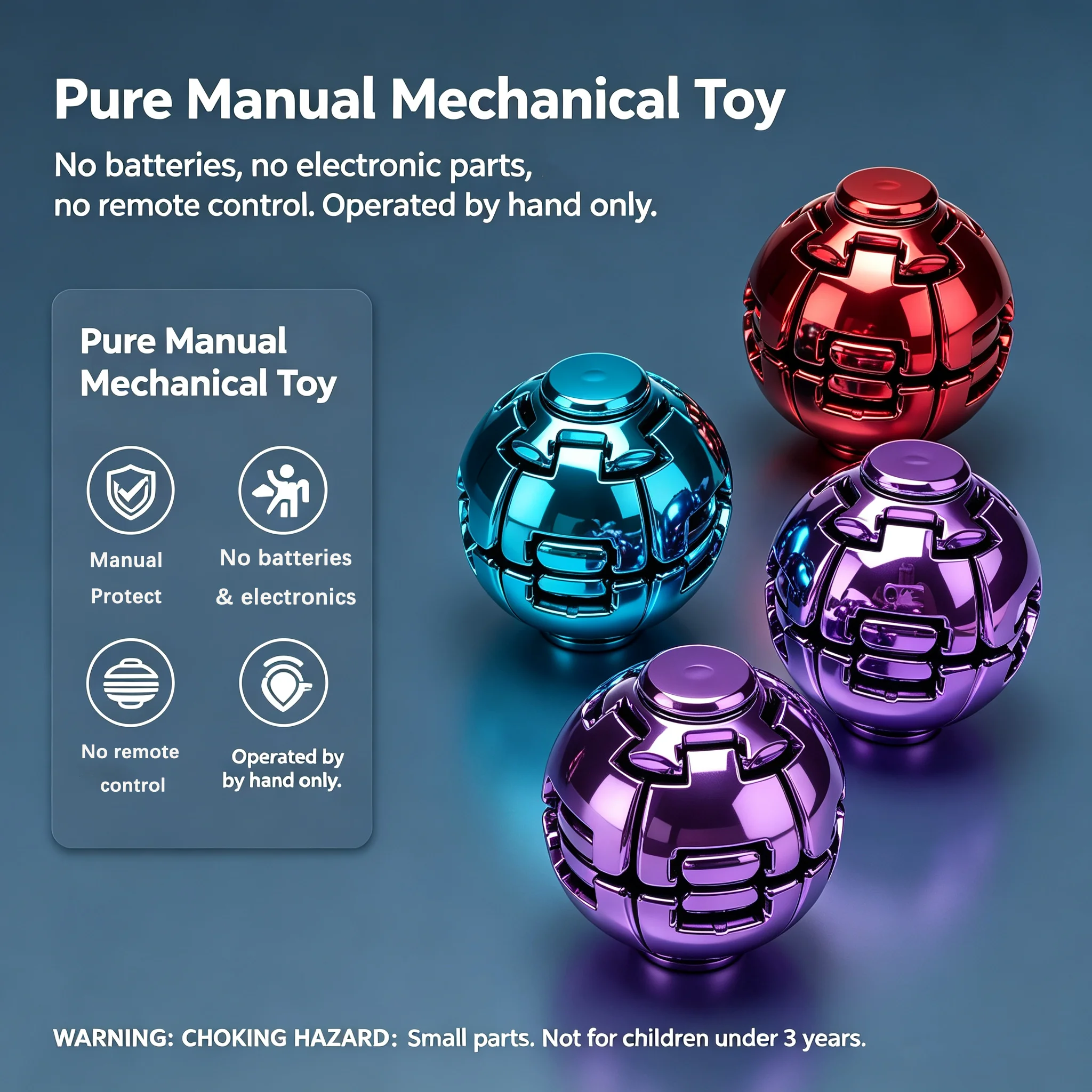 Galvanisierter Push-Spin-Fidget-Ball, Spin-Rush-Stressabbau-Gyroskop, geräuscharmes Taschenformat-Fidget-Spinner-Spielzeug, für Erwachsene gegen Angstzustände – Detail 2