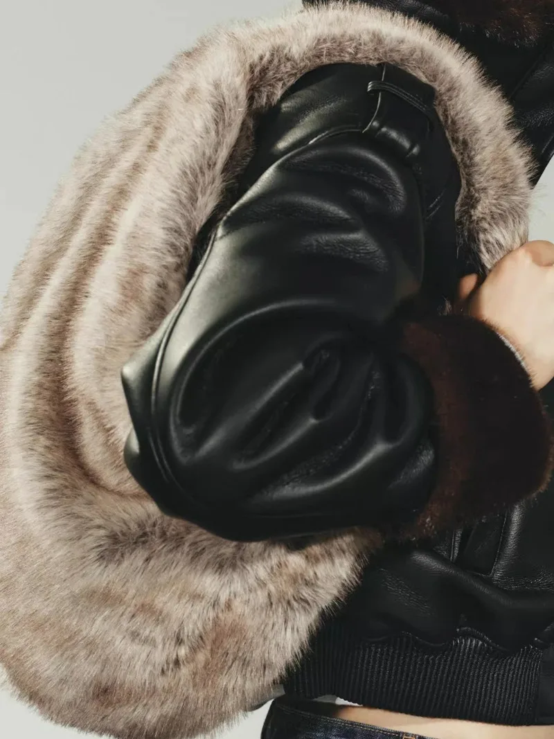 

New Fluffy Totes Soft Plush Shoulder Underarm Bag Solid Color Purse Autumn Winter Handbag Women Lady Fashion bucket bag