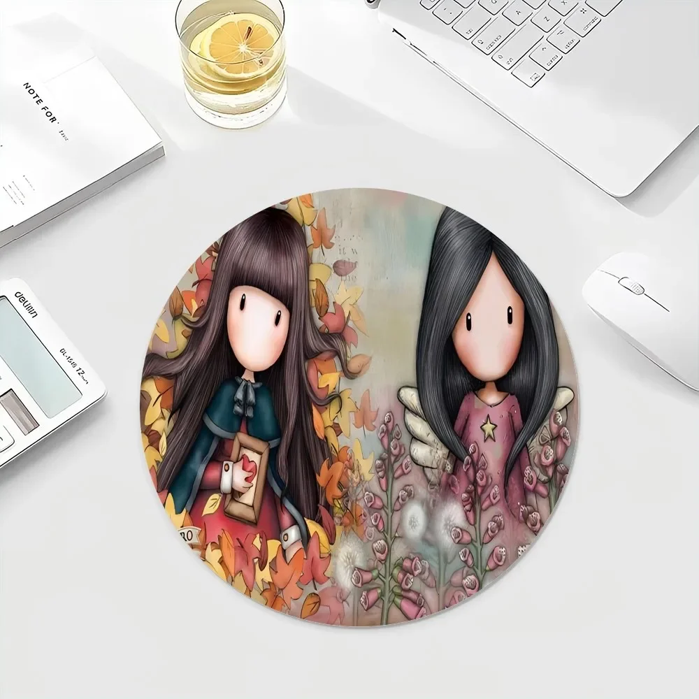 Santoro Gorjuss DIY Round Big Promotion Table Mat Student Mousepad Computer Keyboard Pad Games Pad for Teen Girls Bedroom