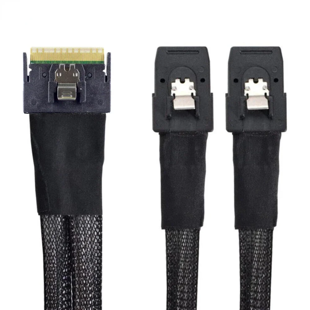 Langlebiges SlimSAS SFF-8654 8I 74P auf 2 Ports SAS SFF-8087 Server-Verbindungskabel