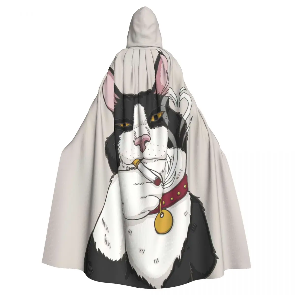 

Chill Cat Hooded Cloak Halloween Party Cosplay Woman Men Adult Long Witchcraft Robe Hood