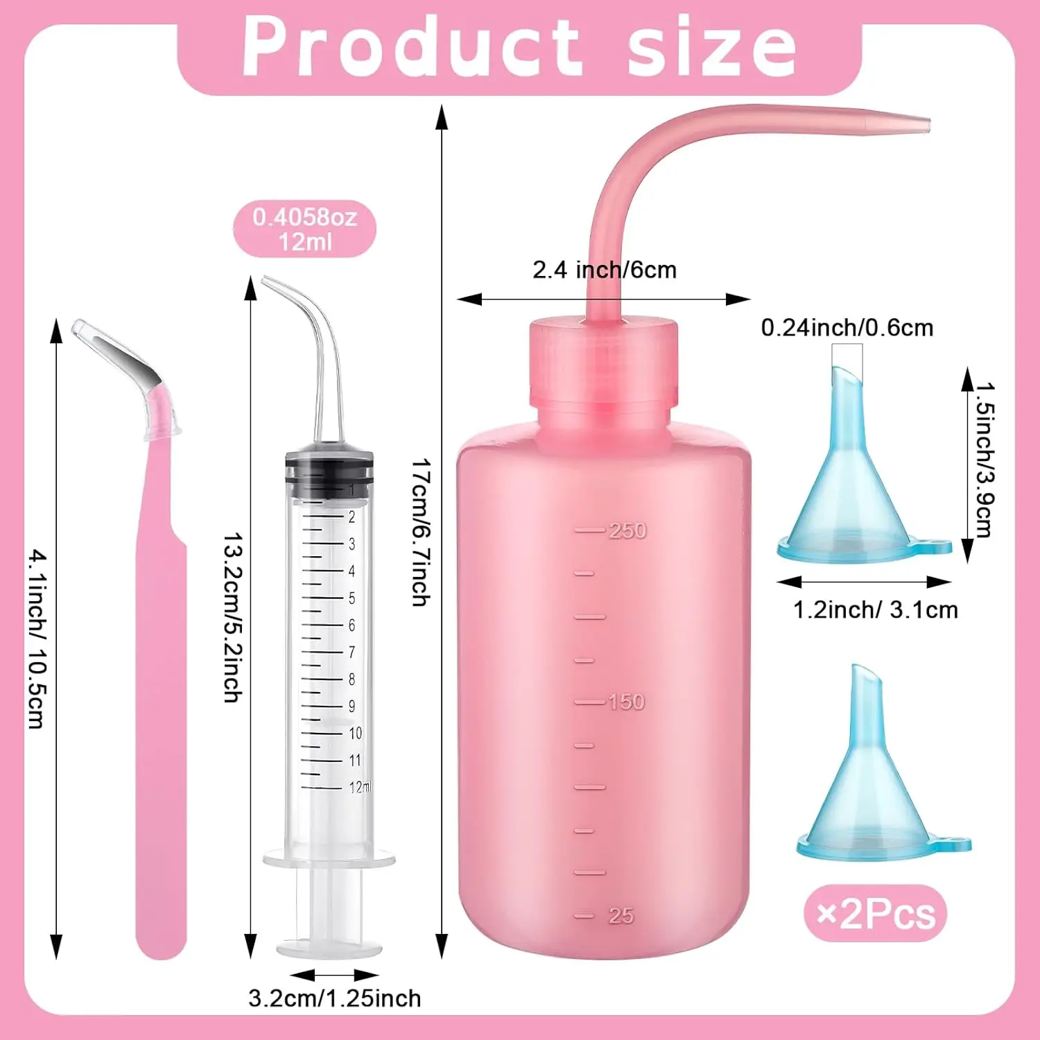 Glitter Snow Globe DIY kit, Contains Plastic Squeeze Bottle Small Funnel Tweezers Bent Syringe for Cup Making Supplies