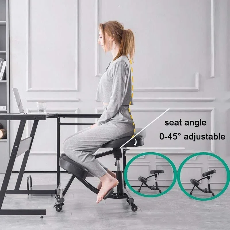 Office Home Sitting Posture Correction Chair Ergonomic Kneeling Chair Lifting Working Computer Stool with Wheels Avoid Hunchback