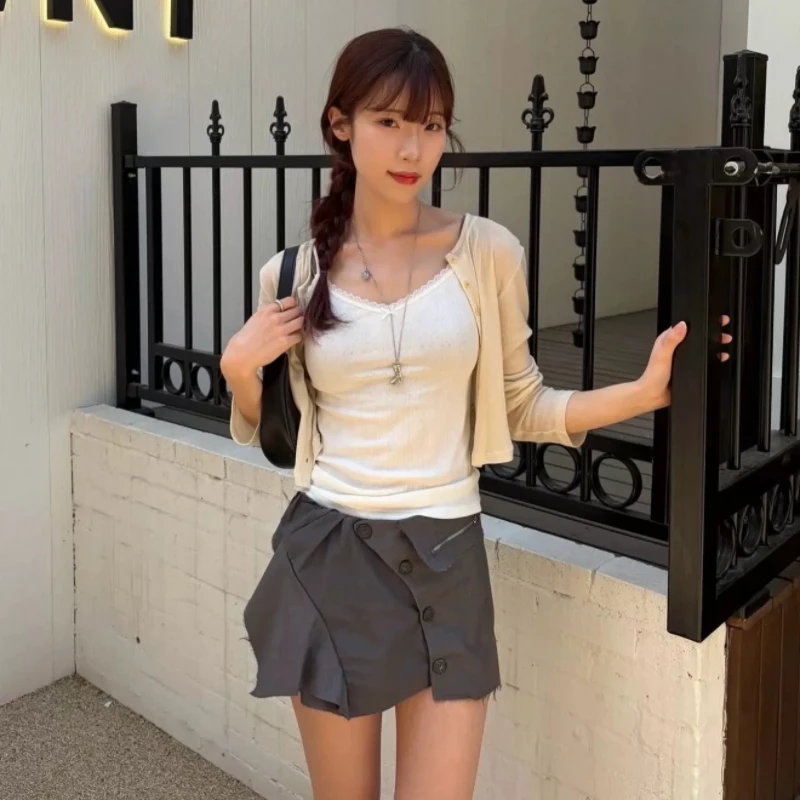 Lightweight Long Sleeve Knitted Cardigan round Neck Sun Protection Air Conditioning Sweater Dongda Gate Summer New Style Wome...