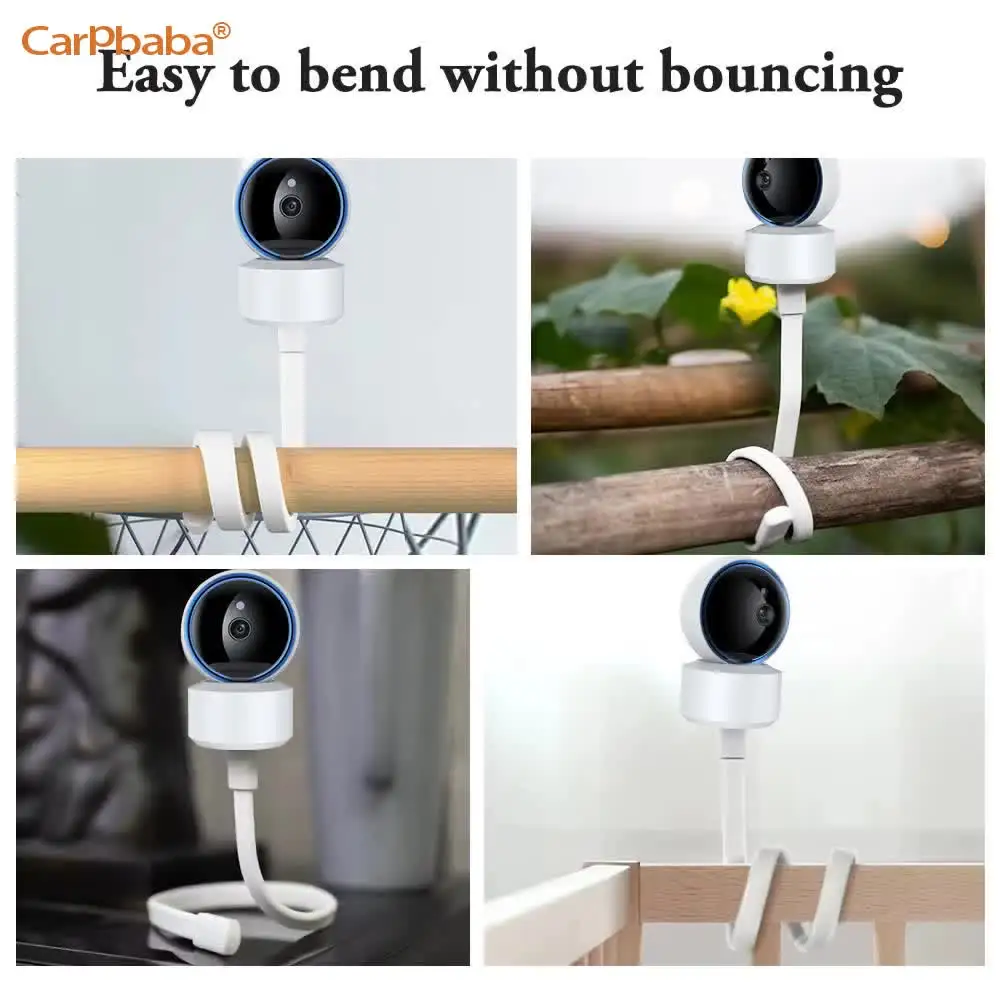 Baby Monitor Holder White Flexible Silicon Baby Camera Bracket No Drilling Crib Cradle Rod Hose Holder Adjustable Twist Mounting