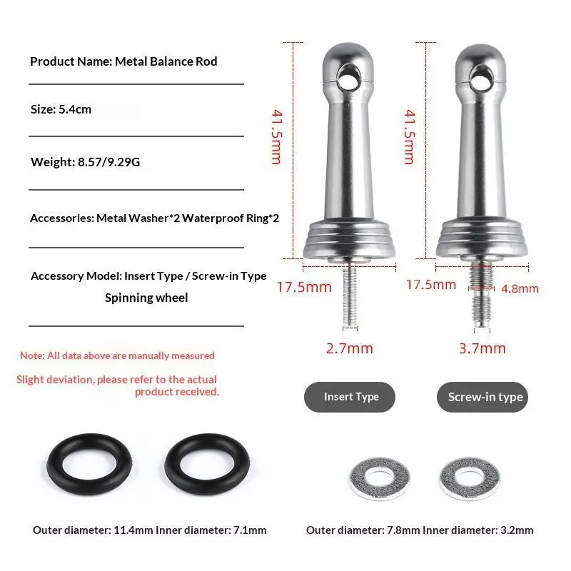 New Fishing Wheel Balance Rod Universal Aluminum Fishing Reel Balancers Insertion In/Screw In Stand With Gasket Rubber Rings view 3