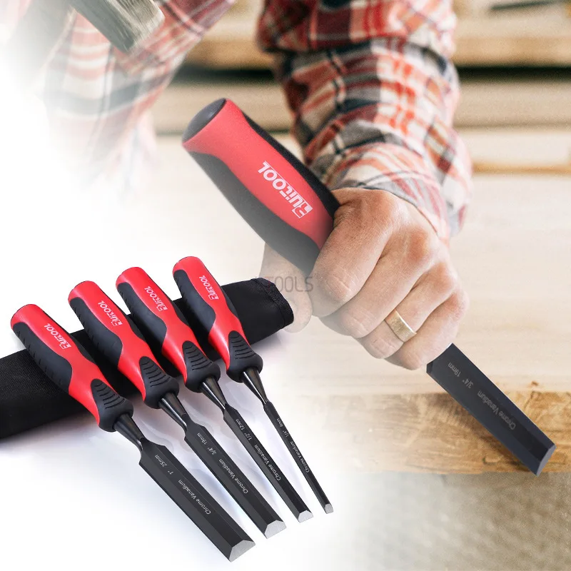 

Woodworking Chisel Hand Chiseling Perforating Handle Flat Chisel Knockable Special Slotting Trimming Carpenter Carving Tools Set