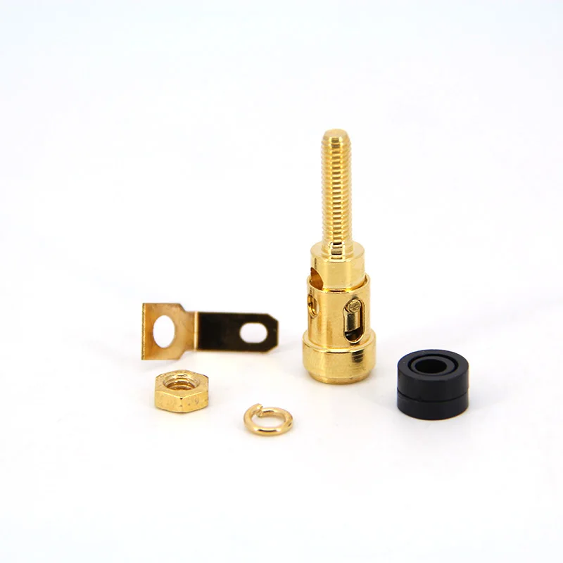 100pcs 34mm(33.8mm) terminal Gold plated Brass Speaker Binding Post Spring Loaded Press Clip Terminal Connectors