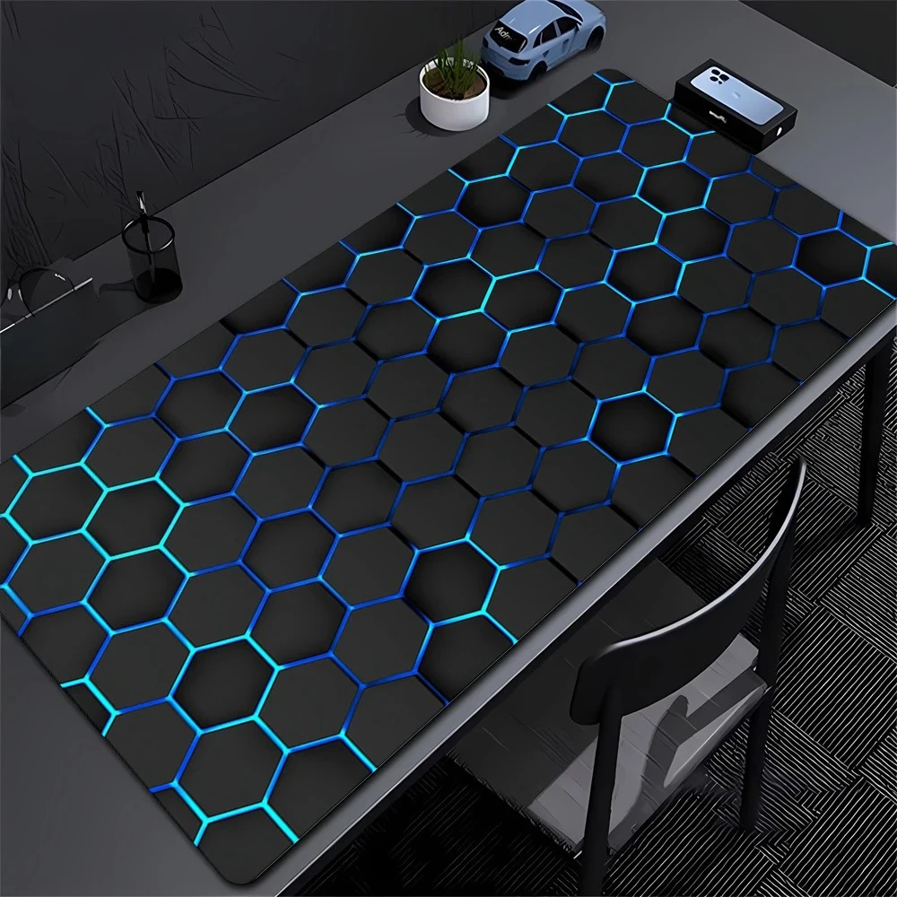 

Game mouse pad with texture geometry, large mouse pad, anti-slip rubber hexagonal mouse pad, large keyboard pad, 90x40cm