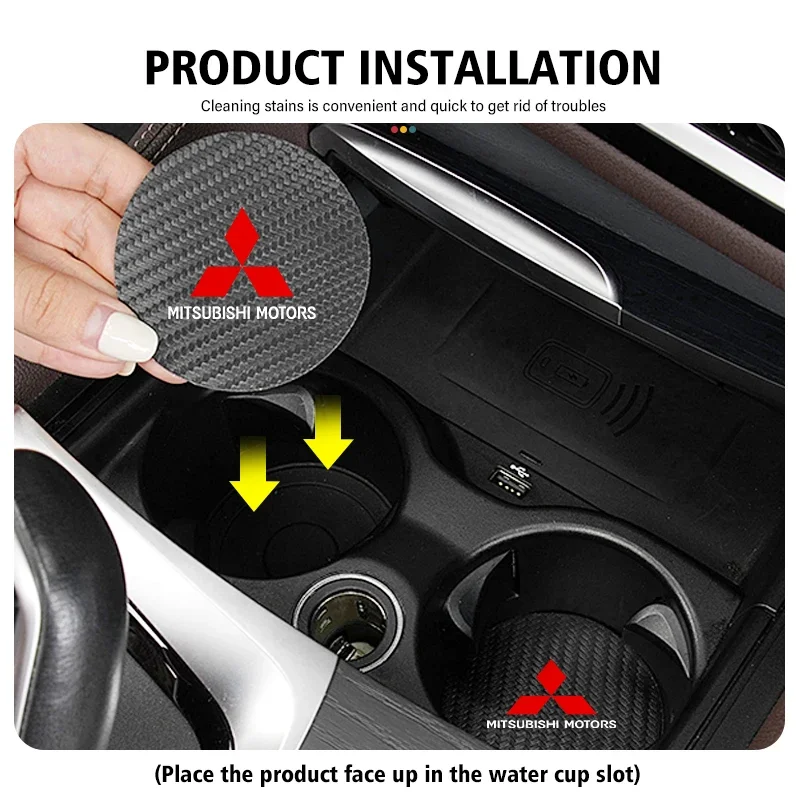 

Car Styling Cup Holder Mat Carbon Fiber Texture Anti-slip Coaster for Mitsubishi ASX Triton L200 Auto Interior Parts 2pcs