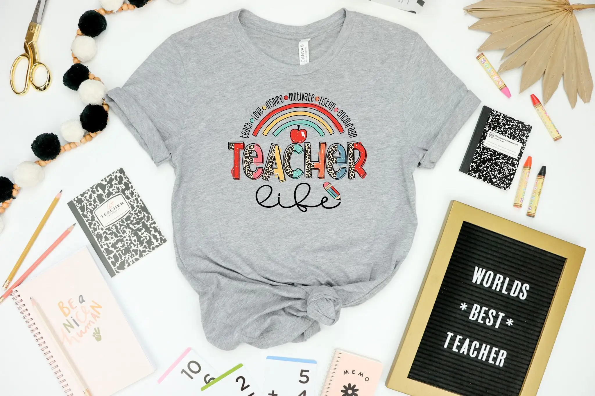 Teach Love Inspire Motivate Listen Encourage T Shirt Teacher Rainbow Leopard Life Day