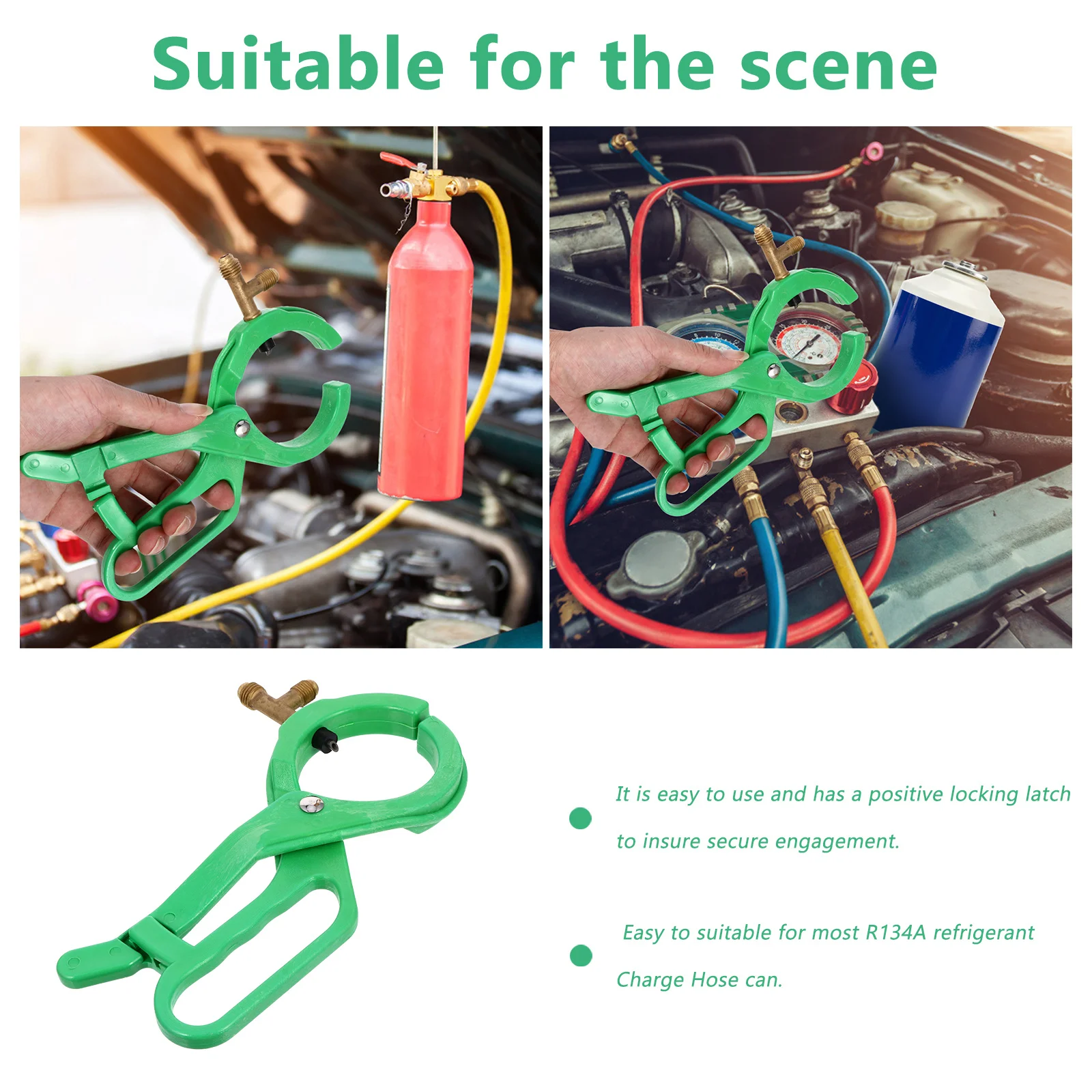 

Refrigerant Bottle Opener For Car Air Conditioning System Quick Connect Can Tap Valve Durable Abs Metal Tool