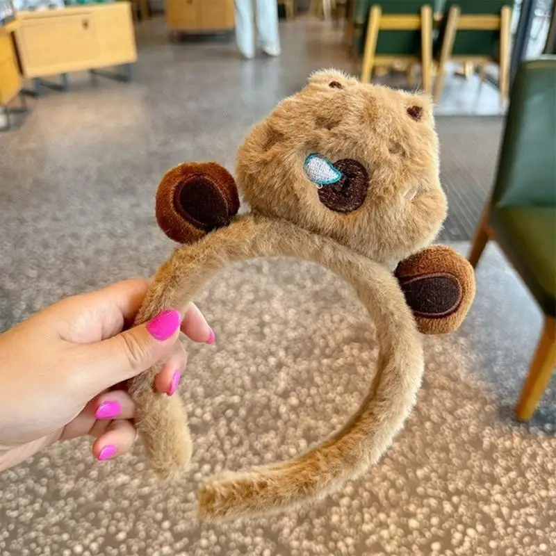 195E Cartoon Capibara Fascia Costume Cosplay Hairhoop Festa Compleanno Puntelli Peluche Hairband Viso Lavaggio Hairband