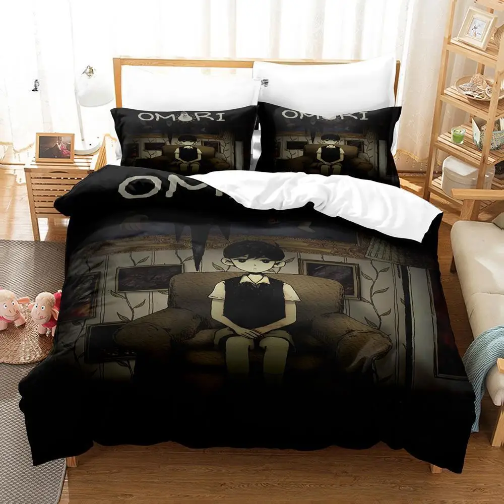 Kawaii Omori Bedding Set Single Twin Full Queen King Size Bed Set Aldult Kid Bedroom Duvetcover Set 3D Print Anime Bed Sheet Set