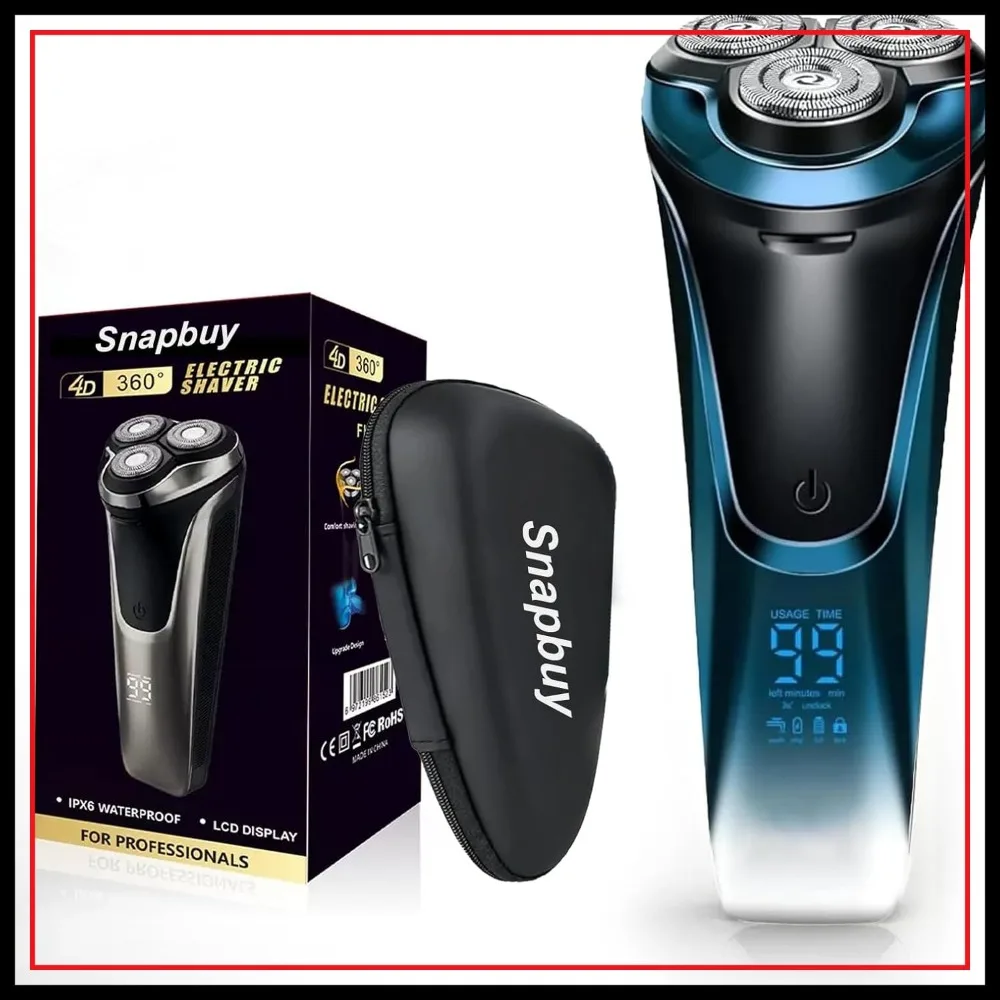 

Waterproof Electric Razor for Men, 4D Floating Blades, 90-Min Runtime, USB-C Fast Charging, Wet & Dry Use, Travel Shaver