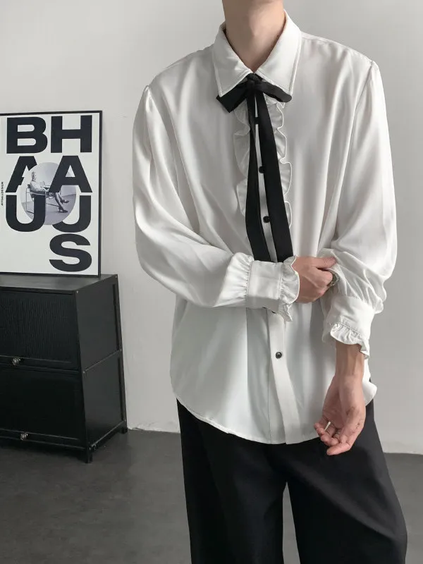 

Новая китайская рубашка с длинным рукавом для женщин и мужчин, с дизайнерским узором, простым элегантным белым кружевом, весенняя модная повседневная рубашка