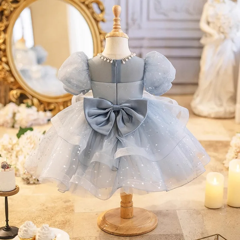 New Children Light Luxury Host Piano Performance Princess Ball Gown Girls Cute Birthday Party Dress g335