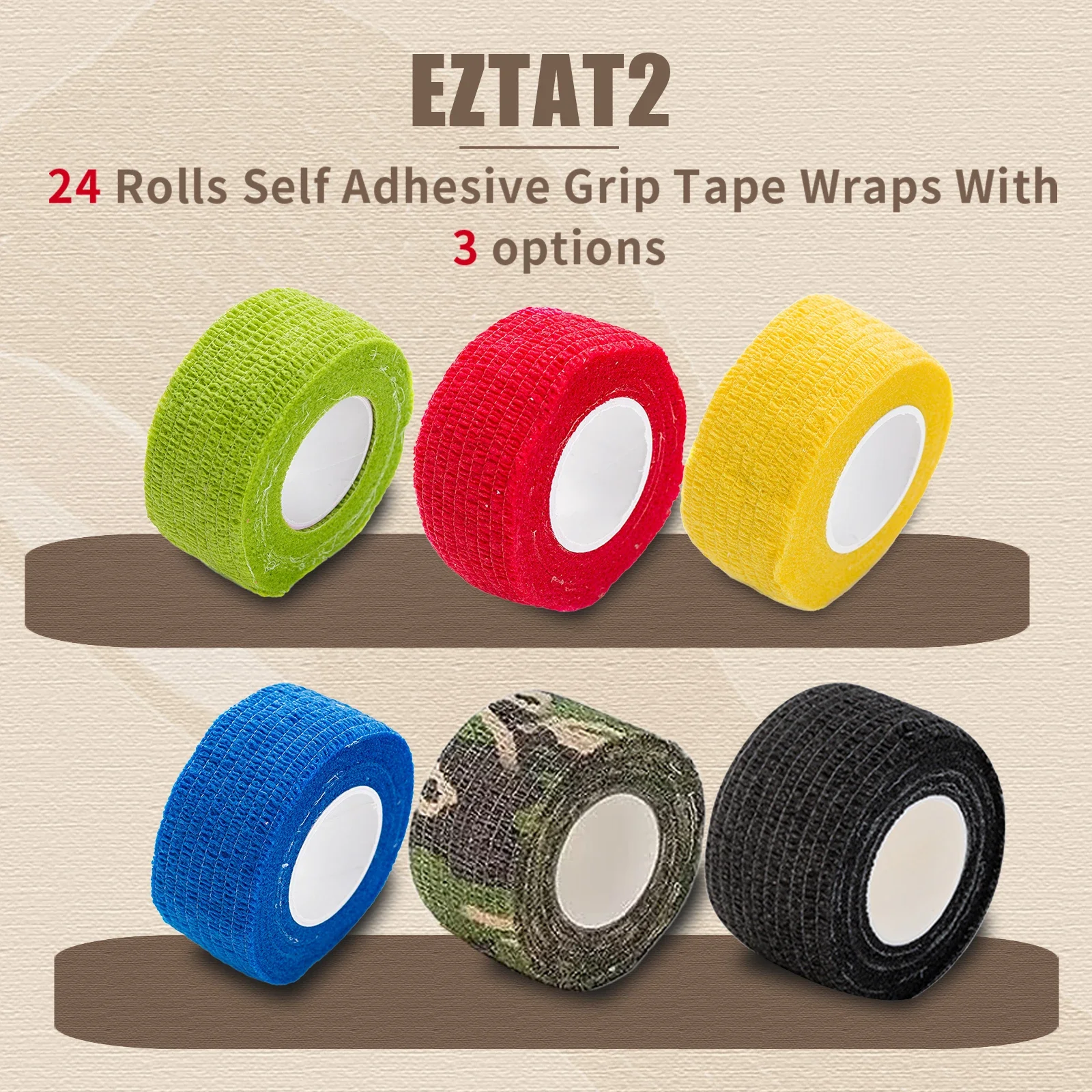 EZ Disposable 2''x5 Yards Tattoo Grip Cover Wrap Waterproof Self-Adhesive Bandage Roll for Tattoo Machine Grip Tube 12/24pcs