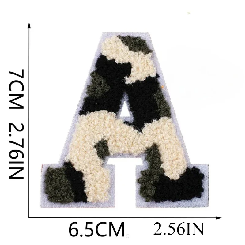 7cm Camouflage Wind Letter Sticker 26 English Letter Patch Sticker Computer Embroidery Label Iron on Patch