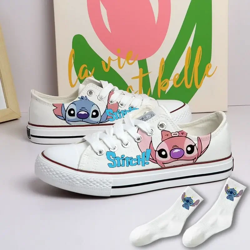 Disney Stitch canvas shoes new summer casual shoes Cartoon girl student high top sneakers