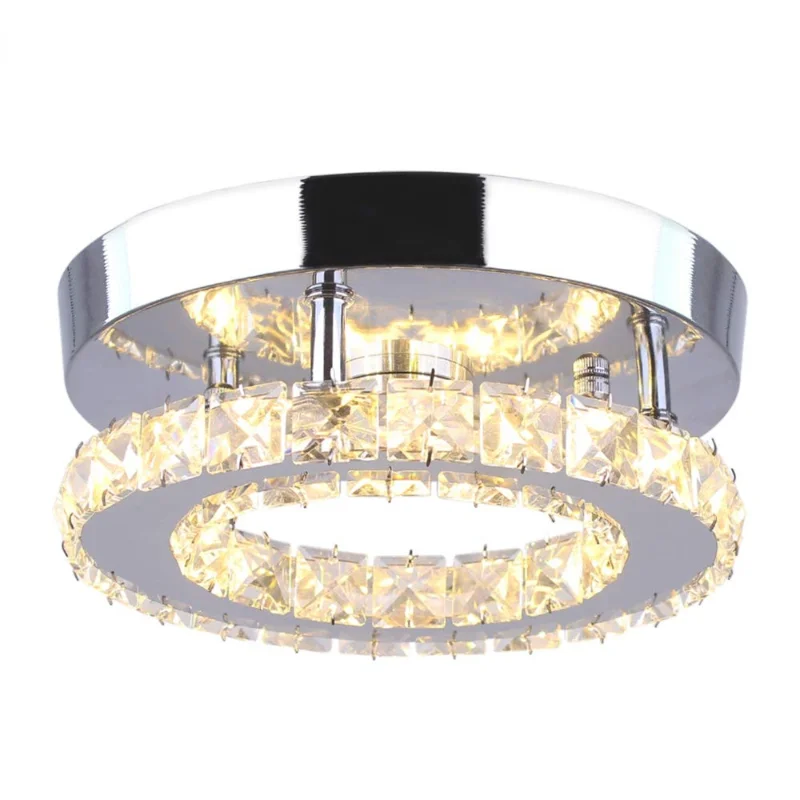 

Modern LED Crystal Chandeliers, Stainless Steel Crystal Mini Round Ceiling Lamp for Dining Room Living Room Bedroom Hallway