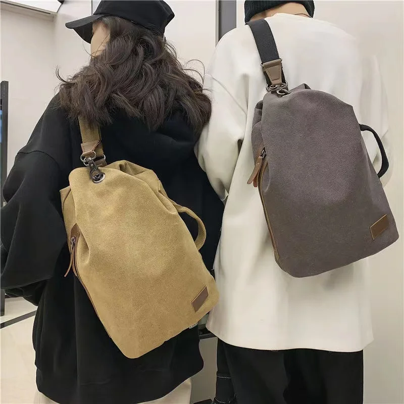 Messenger Bag Fashion Trend Young High School College Student Chest Bag Female Large-capacity Canvas Sling Cross Body Backpack