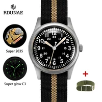 2025 nouveau RDUNAE RA03 34.5mm militaire hommes montre à Quartz Vintage G10 mis5 2035 montres K1 verre minéral montre-bracelet en acier inoxydable 1