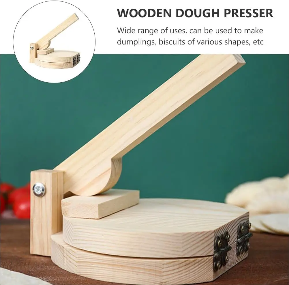 Tortilla Press 6 Inch - Traditional Labor-Saving Wood Tortilla Maker Press - Dough Press Wood Tortilla Press for Dumpling Skin, 