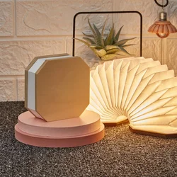 Novelty Lighting Book Light LED Wooden Folding Night Light Rechargeable 3D Creative Paper Lantern For Home Decoration Table Lamp