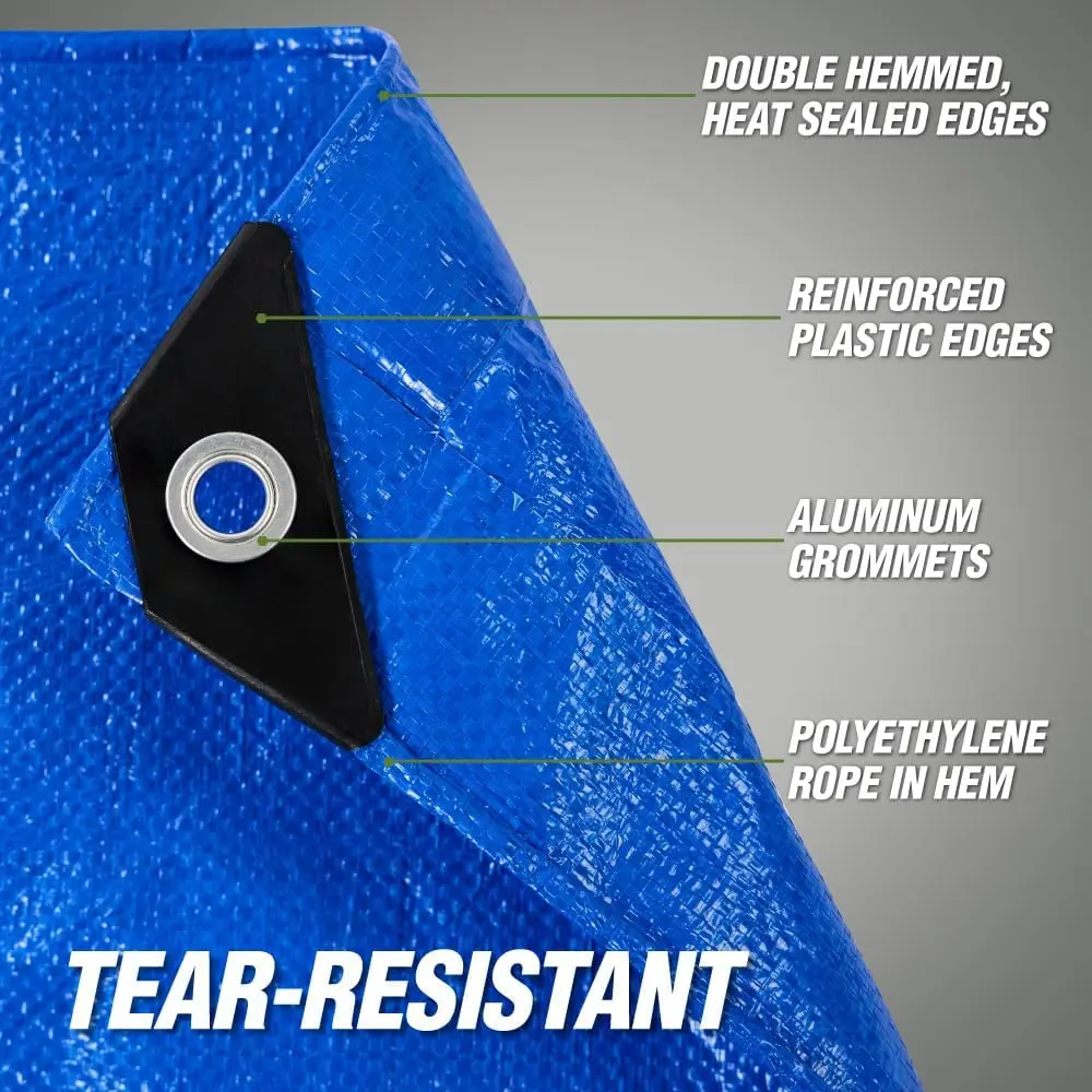 Lona resistente resistente resistente al 100% resistente al agua para todo tipo de clima Rhino, paquete de 2, lonas resistentes a la temperatura UV de 5 mil, alta durabilidad