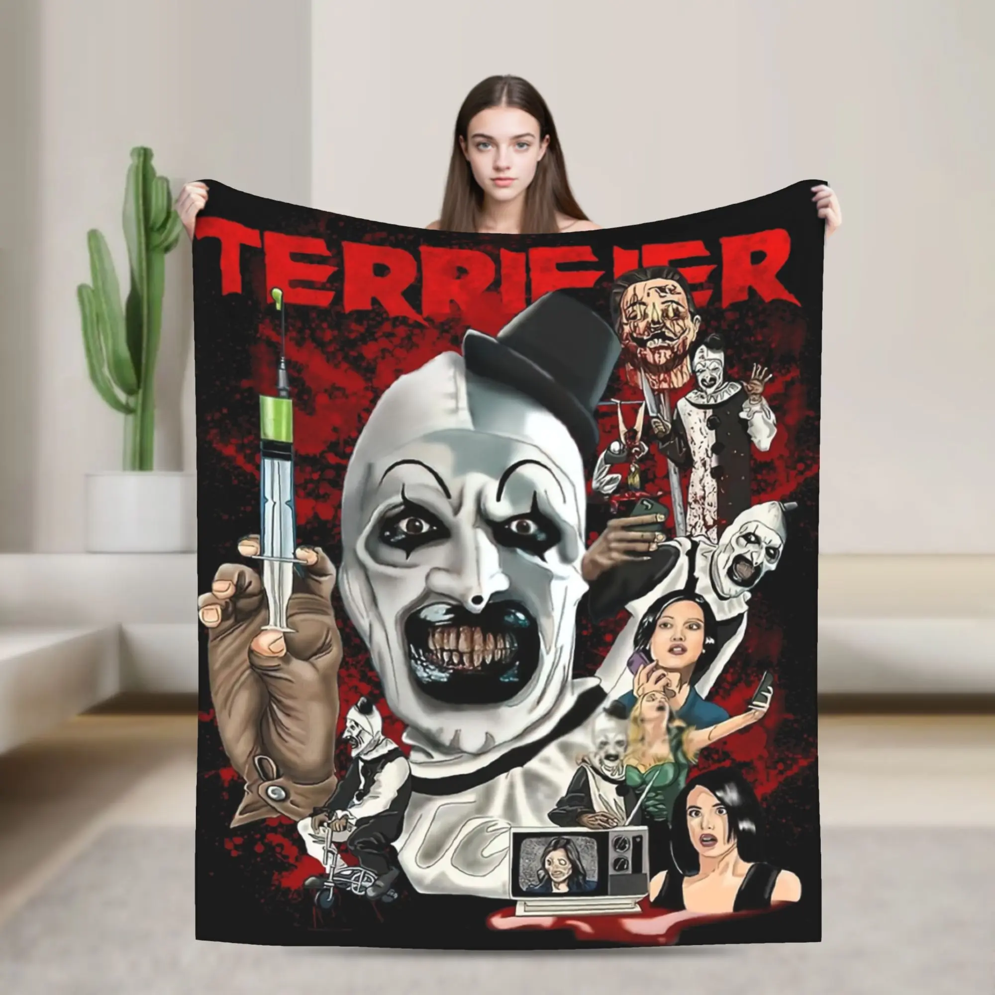 Terrifier Clown Blanket Velvet Decoration   Multifunction Lightweight Throw Blankets for Bed Couch Plush Thin Quilt