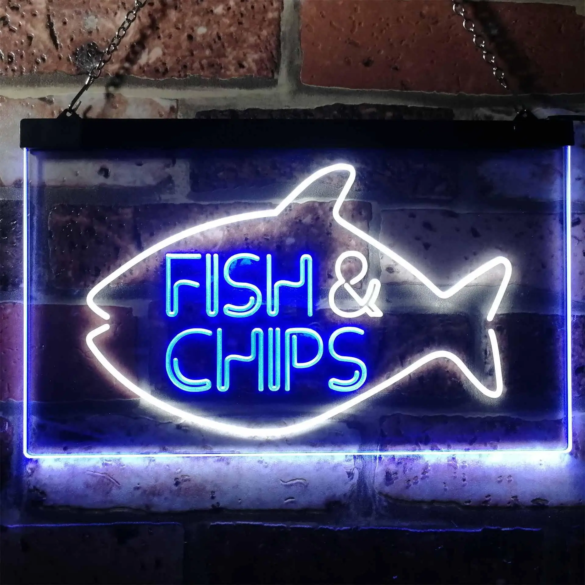 

Fish & Chips. Fast Food Dual Color Led Neon Sign st6-i3155