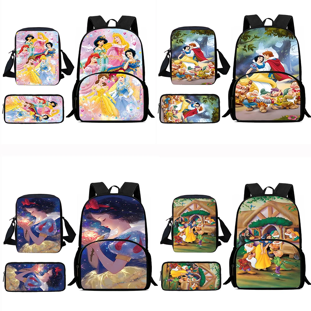 Bolsa escolar de grande capacidade para crianças bonito branco de neve bolsa de ombro estojo lápis pupil sacos para meninos e meninas, melhor presente