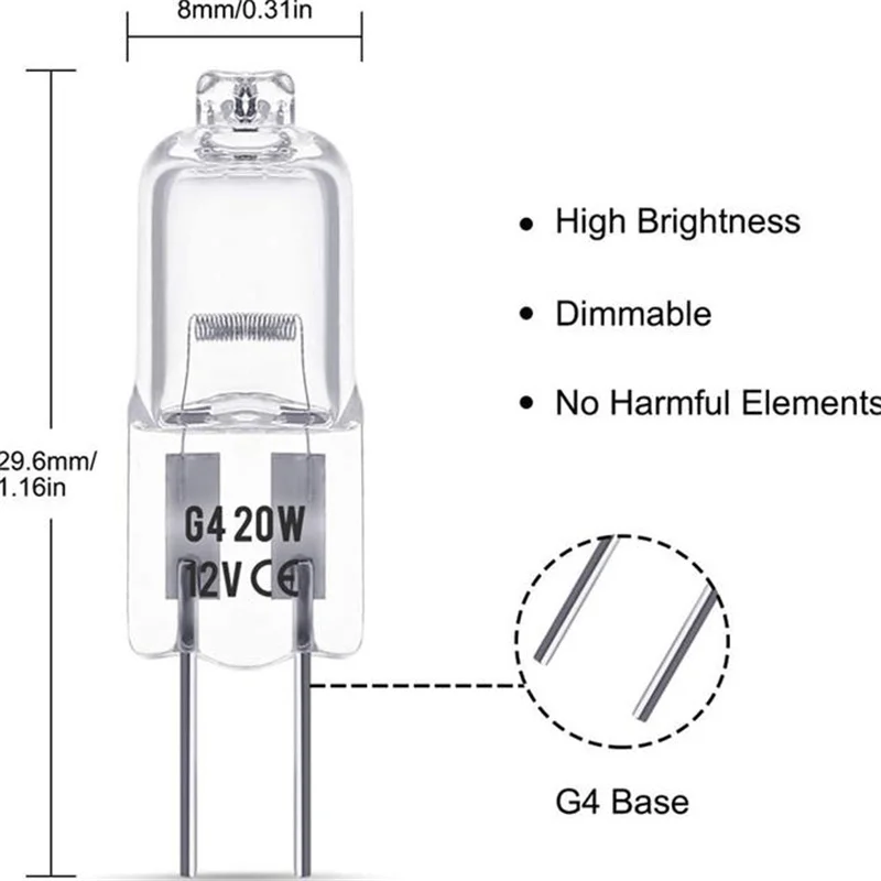 5/10/20/50pcs G4 12V 5W 10W 20W 35W 50W Warm White Halogen Bulb Globe Lot JC Bi-Pin LED Replace LED Capsule Lamp Halogen Bulbs