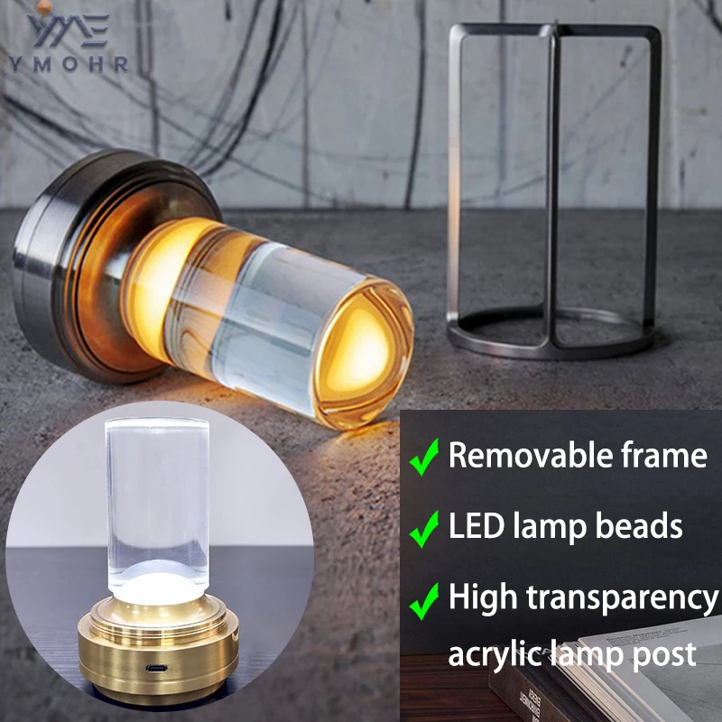 سبائك الألومنيوم الكريستال مصباح LED USB-C شحن الضوء المحيط غرف نوم غرف المعيشة جو ليلة ضوء التخييم الإبداعية مصباح