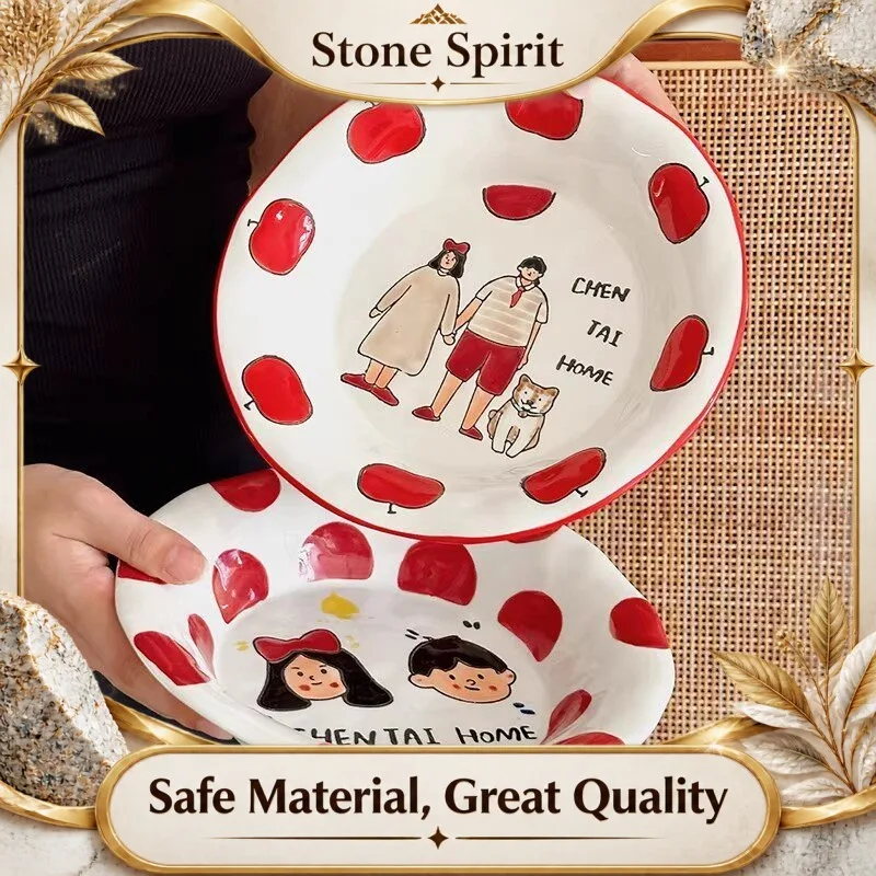 Salad Pasta Bowl Straw Hat Shape Ceramic Plate, Cute Western Food Dish for Couples, Deep Dinnerware for Home Kitchen,Unique Gift