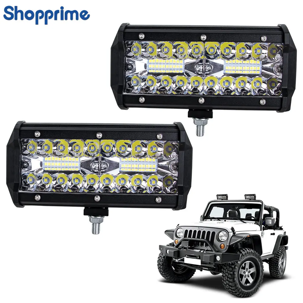 7 Inch 40SMD 120W 6000K White Waterproof Three Rows Light LED Bars for Truck Motorcycle SUV ATV Car