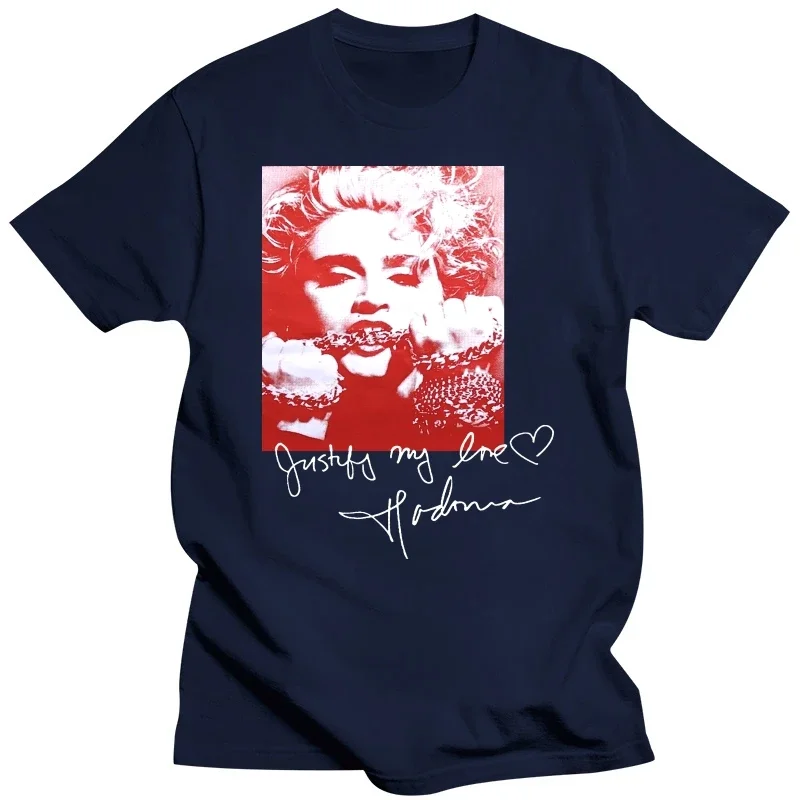 Tshirt men cotton tops High Quality Madonna Signature T-shirt Men Black men t shirt euro size