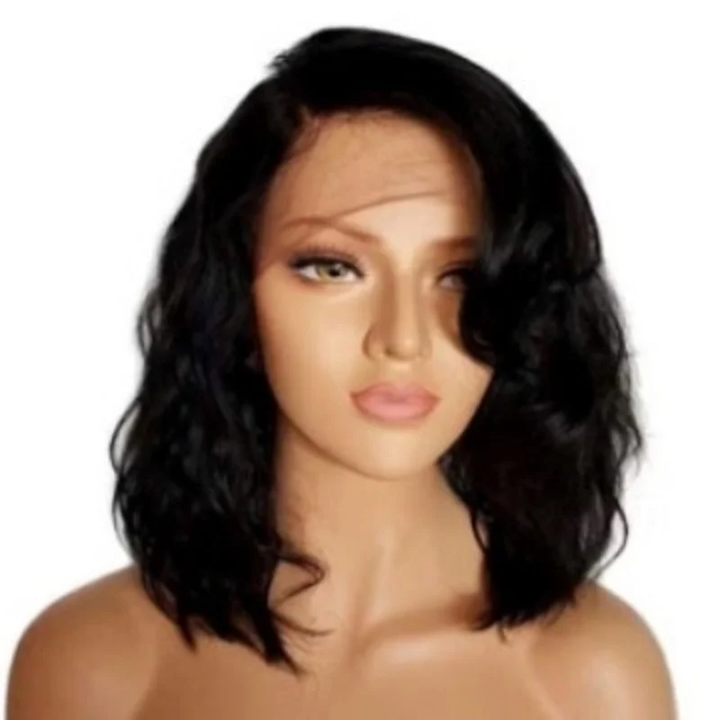 European and American style women's synthetic black medium-long short curly natural hair wig
