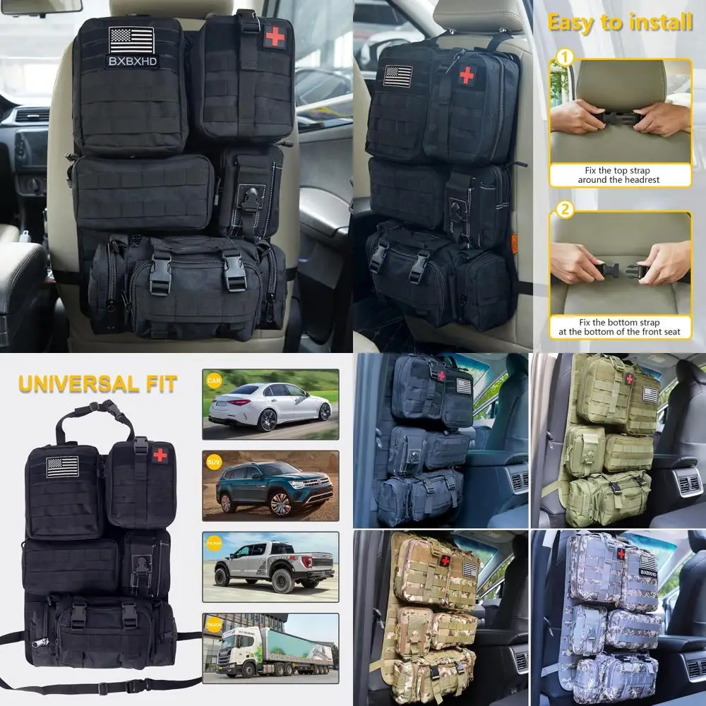 

Universal Tactical Car Seat Back Organizer Bag Tactical Molle Vehicle Organizers Panel Vehicle Protector Organizers with 5 Detac