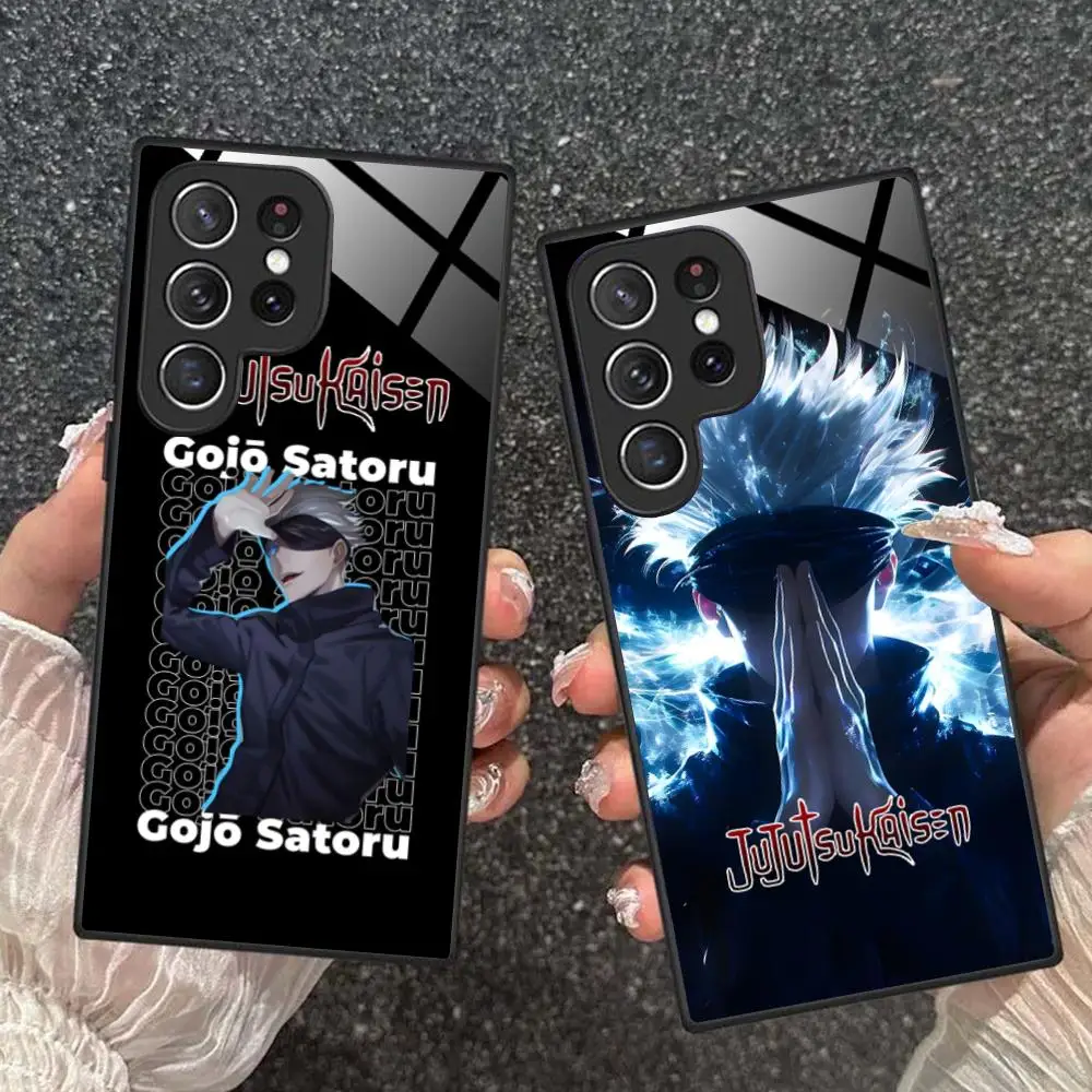 Jujutsu Kaisen Satoru Gojo قضية الهاتف لسامسونج غالاكسي A56 55 54 53 52 51 36 35 34 23 16 15 5G غطاء زجاجي الهواتف المحمولة الفاخرة
