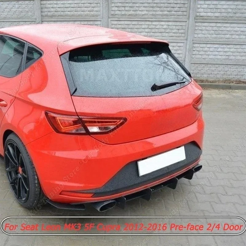 Nowy tylny zderzak ABS Spoiler podwozia Dyfuzor do Seat Leon MK3 5F Cupra 2012-2016 Pre-face 2/4 Door Rear Blade Spoiler Black