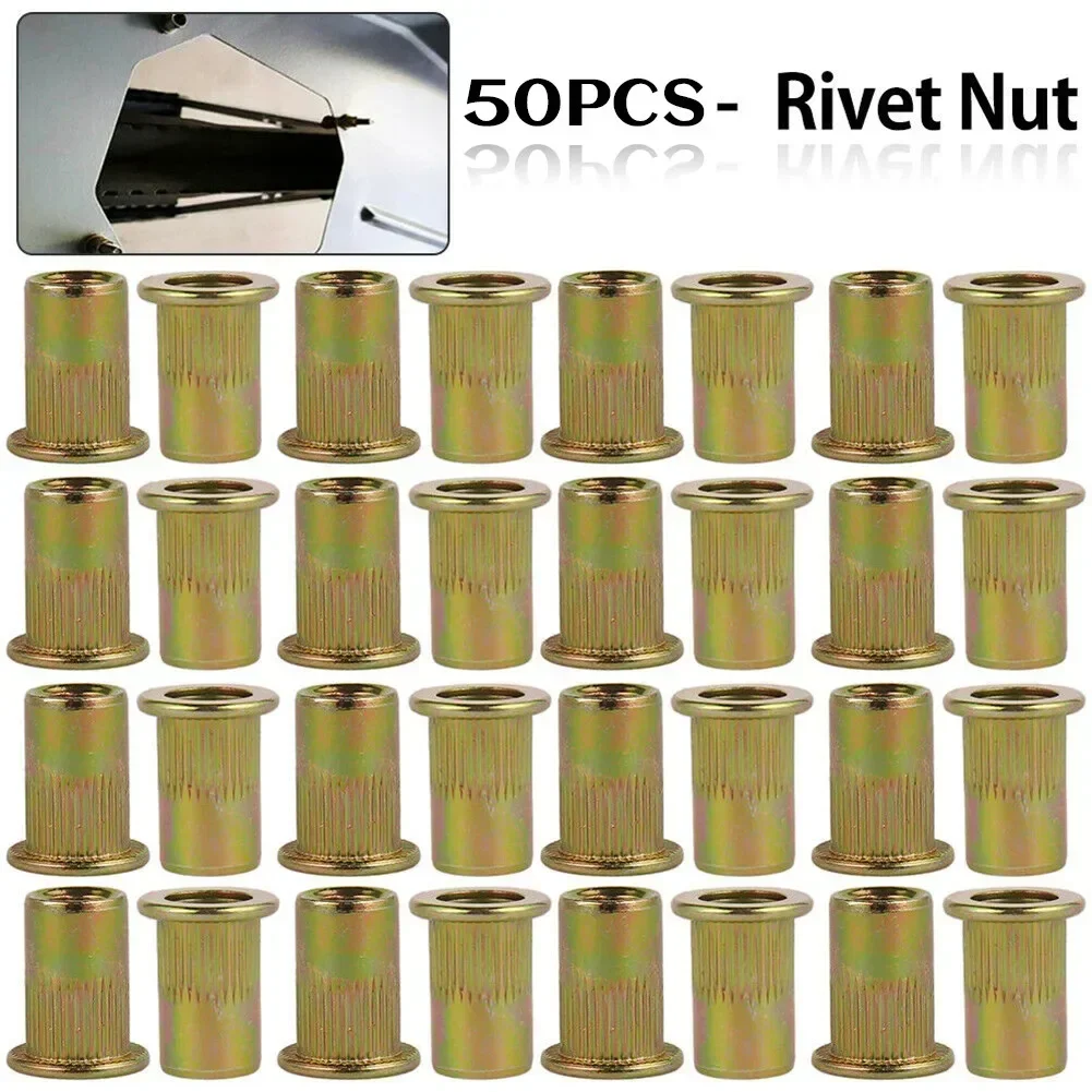 

Nut Rivet Nuts Blind Rivnuts Zinc Plated Carbon Steel Flange Knurled Body Assorted Rivet Nuts Practical Useful