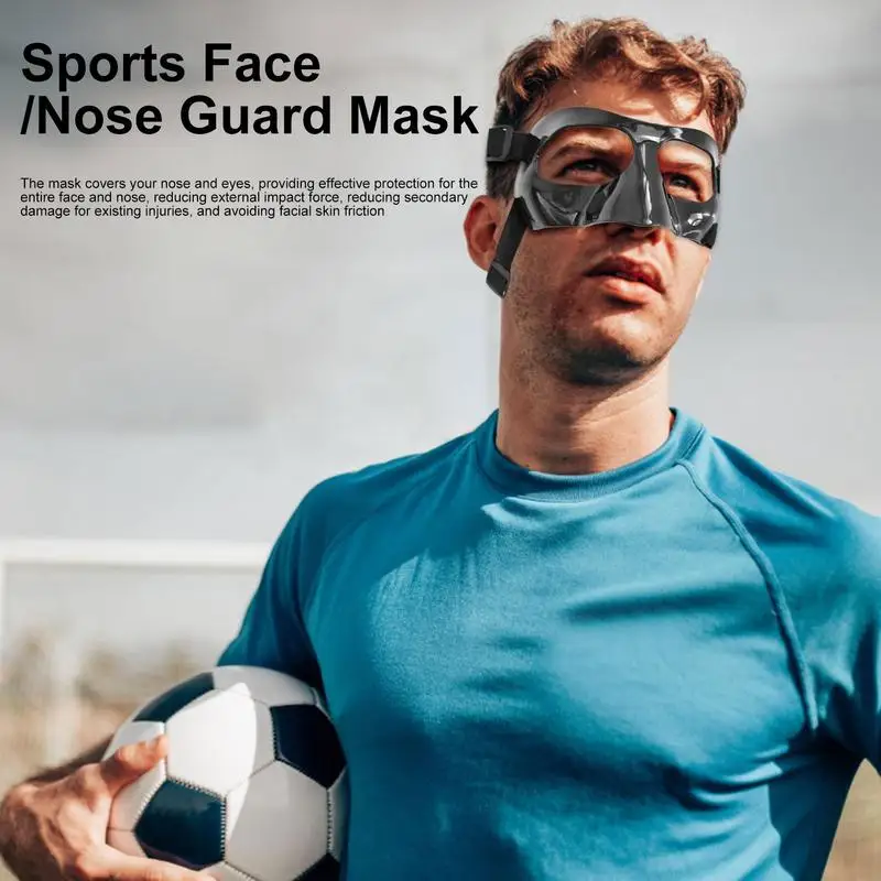 Basketball Mask Durable Face Guard for Broken Nose Adults Basketball Nose Guard Face Mask for Football Soccer Sports Lightweight