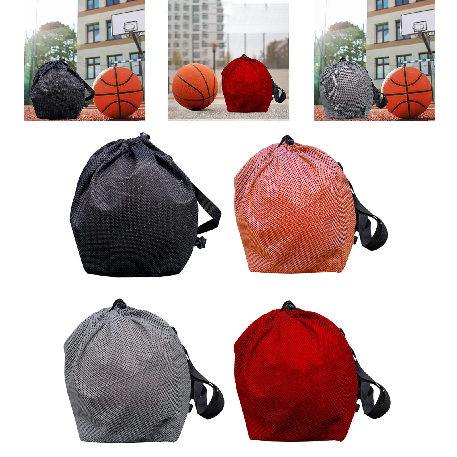 حقيبة كرة السلة برباط منظم حقيبة كرة القدم الشبكية للسفر والكرة الطائرة