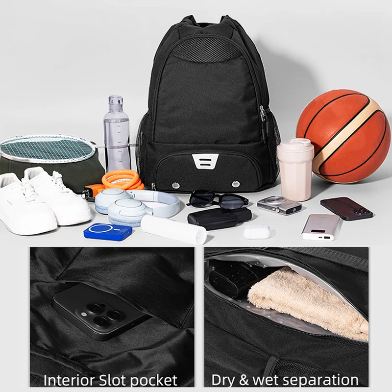 حقيبة تدريب كرة السلة متعددة الوظائف للجنسين، رياضية خارجية، سعة كبيرة، مقاومة للماء مع حجرة للأحذية